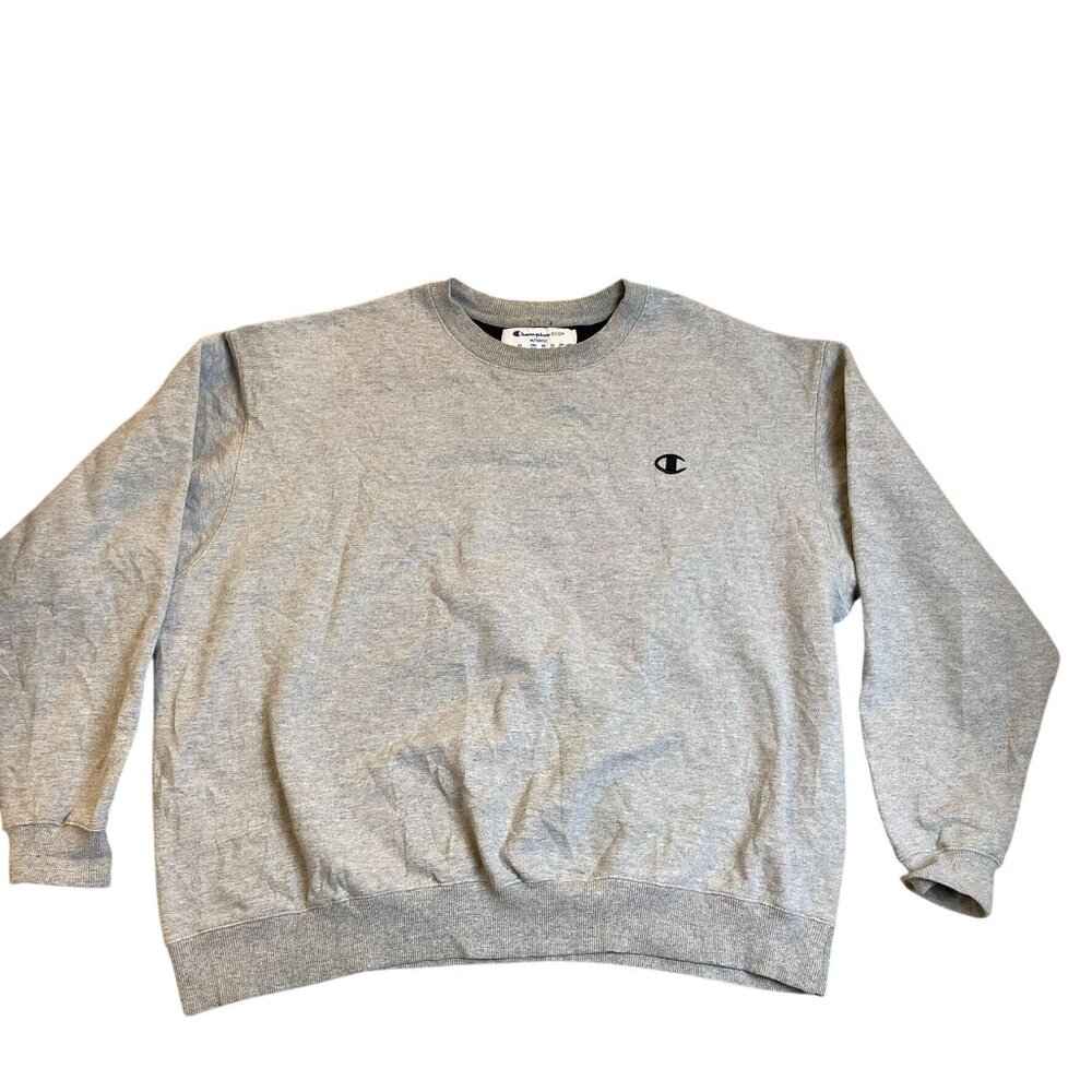 Champion Mens Sweatshirt 2XL ECO Authentic Gray Crewneck Cotton Blend Unisex Cas